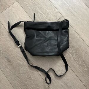 Black Faux Leather Crossbody Bag